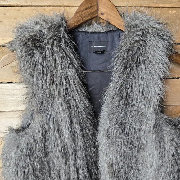 Club Monaco Open Front Faux Fur Vest Womens Small - Picture 3 of 11